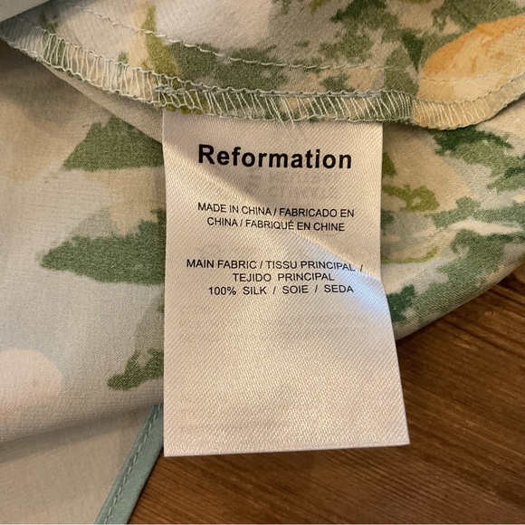 Reformation Arabella 100% Silk Slip Dress in Villa Livia Blue Lemon Print - Picture 6 of 8